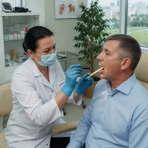 врач проводит осмотр пациента